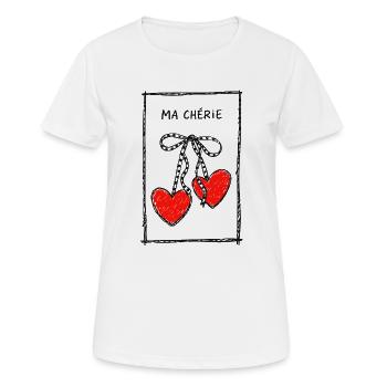 Ma Chérie Herzenkette - Frauen T-Shirt atmungsaktiv - Weiß - Vorne - AI Model Female 172 dark (172cm)