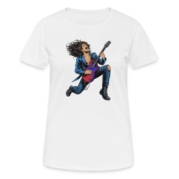 Energiereicher Rockguitar-Auftritt - Frauen T-Shirt atmungsaktiv - Weiß - Vorne - AI Model Female 172 dark (172cm)