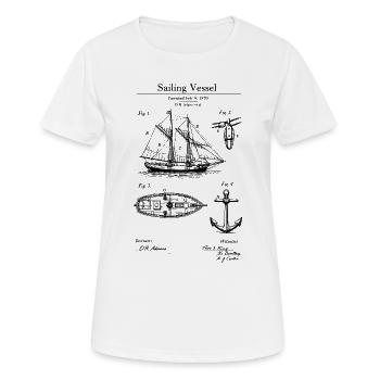 Classic Sailing Vessel Blueprint Design - Women's Breathable T-Shirt - white - Front - AI Model Female 172 dark (172cm)