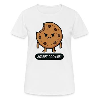 Accepter les cookies - T-shirt respirant Femme - blanc - Devant - AI Model Female 172 dark (172cm)