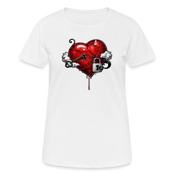 Cœur marqué avec serrure - T-shirt respirant Femme - blanc - Devant - AI Model Female 172 dark (172cm)