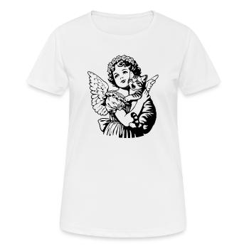 Ange avec chat – Illustration vintage de chérubin - T-shirt respirant Femme - blanc - Devant - AI Model Female 172 dark (172cm)