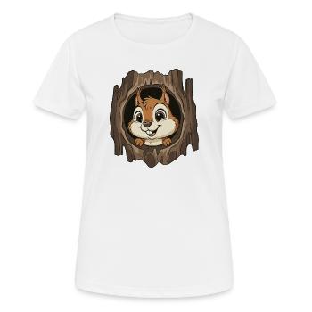 Waldchipmunk im Baumloch - Frauen T-Shirt atmungsaktiv - Weiß - Vorne - AI Model Female 172 dark (172cm)
