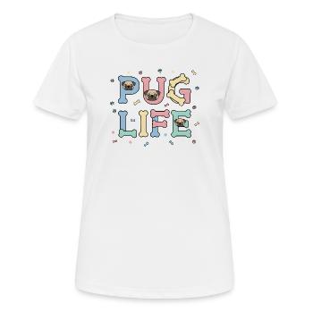 Vie de carlin Vie mignonne design de chien carlin pour les amoureux des animaux - T-shirt respirant Femme - blanc - Devant - AI Model Female 172 dark (172cm)