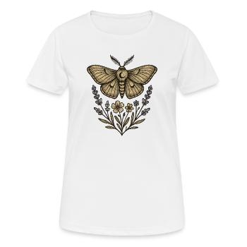 Motte mit Blütenkranz - Frauen T-Shirt atmungsaktiv - Weiß - Vorne - AI Model Female 172 dark (172cm)
