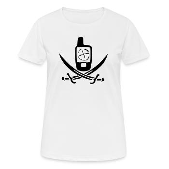 Drapeau pirate de géocaching - T-shirt respirant Femme - blanc - Devant - AI Model Female 172 dark (172cm)
