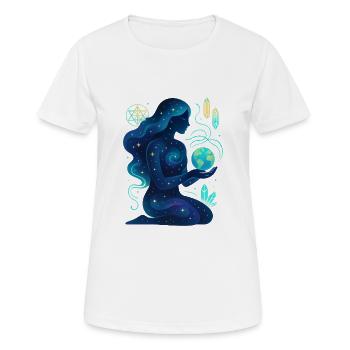Gaïa cosmique - Mère Nature - T-shirt respirant Femme - blanc - Devant - AI Model Female 172 dark (172cm)