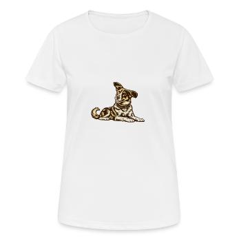Caramel Dog allongé - T-shirt respirant Femme - blanc - Devant - AI Model Female 172 dark (172cm)