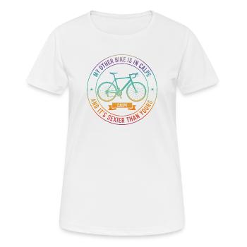 Calpe Bike Rivalry Tee - Frauen T-Shirt atmungsaktiv - Weiß - Vorne - AI Model Female 172 dark (172cm)