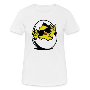 Rock Chick – Cool Chick dans un œuf - T-shirt respirant Femme - blanc - Devant - AI Model Female 172 dark (172cm)