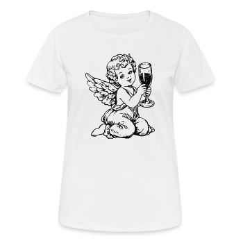 Sekt Engel – Cherub mit Sektglas Vintage - Frauen T-Shirt atmungsaktiv - Weiß - Vorne - AI Model Female 172 dark (172cm)