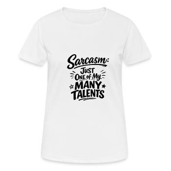 Sarcasme : remarque drôle - T-shirt respirant Femme - blanc - Devant - AI Model Female 172 dark (172cm)