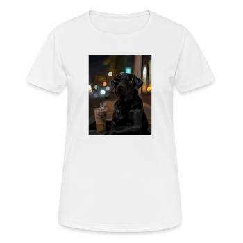 Chien errant nocturne avec café - T-shirt respirant Femme - blanc - Devant - AI Model Female 172 dark (172cm)
