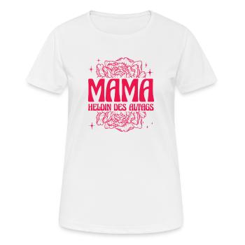 Mama Heldin des Alltags Retro Blumen Design - Frauen T-Shirt atmungsaktiv - Weiß - Vorne - AI Model Female 172 dark (172cm)