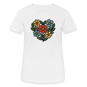 Blumenstrauß Folk-Stil - Frauen T-Shirt atmungsaktiv - Weiß - Vorne - AI Model Female 172 dark (172cm)
