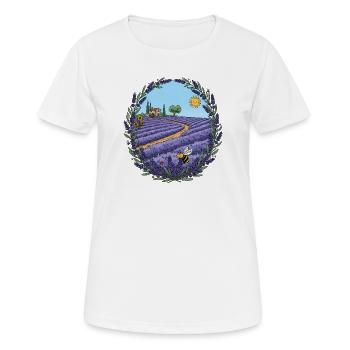 Lavendelpfad im Sonnenlicht - Frauen T-Shirt atmungsaktiv - Weiß - Vorne - AI Model Female 172 dark (172cm)