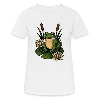 Grenouille verte sur nénuphar - T-shirt respirant Femme - blanc - Devant - AI Model Female 172 dark (172cm)