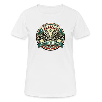 Vintage Piston Badge: Not Electrons - Women's Breathable T-Shirt - white - Front - AI Model Female 172 dark (172cm)