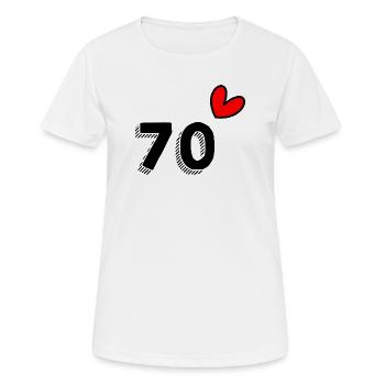 70. 70 ANS. 70e ANNIVERSAIRE. ANNIVERSAIRE 70 ANS. - T-shirt respirant Femme - blanc - Devant - AI Model Female 172 dark (172cm)
