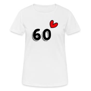 60. 60 ANS. 60e ANNIVERSAIRE. ANNIVERSAIRE 60 ANS. - T-shirt respirant Femme - blanc - Devant - AI Model Female 172 dark (172cm)