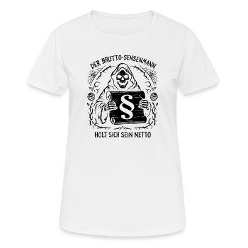 Der Brutto Sensenmann. Steuern Humor - Frauen T-Shirt atmungsaktiv - Weiß - Vorne - AI Model Female 172 dark (172cm)