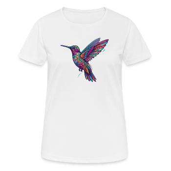 Ailes de colibri colorées Motif floral géométrique - T-shirt respirant Femme - blanc - Devant - AI Model Female 172 dark (172cm)