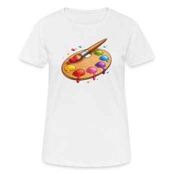 Farbpalette mit Pinsel Illustration - Frauen T-Shirt atmungsaktiv - Weiß - Vorne - AI Model Female 172 dark (172cm)
