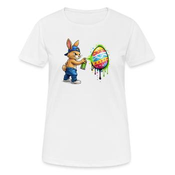 Graffiti Hase mit Osterei - Frauen T-Shirt atmungsaktiv - Weiß - Vorne - AI Model Female 172 dark (172cm)