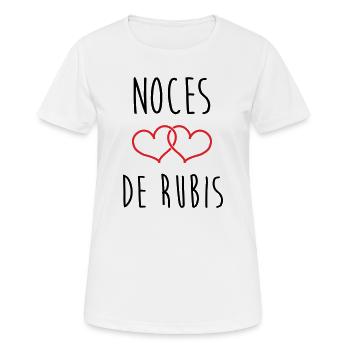 Noce de Rubis 35 ans de mariage - T-shirt respirant Femme - blanc - Devant - AI Model Female 172 dark (172cm)