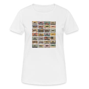 Cassette Tapes Retro 80s Music Mixtape - Women's Breathable T-Shirt - white - Front - AI Model Female 172 dark (172cm)