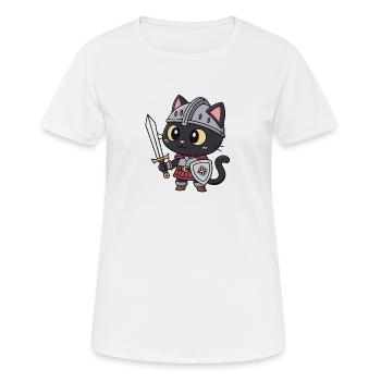 Niedliche bewaffnete Ritterkatze - Frauen T-Shirt atmungsaktiv - Weiß - Vorne - AI Model Female 172 dark (172cm)
