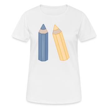 Pencil Duo Illustration Colored Pencils - Women's Breathable T-Shirt - white - Front - AI Model Female 172 dark (172cm)