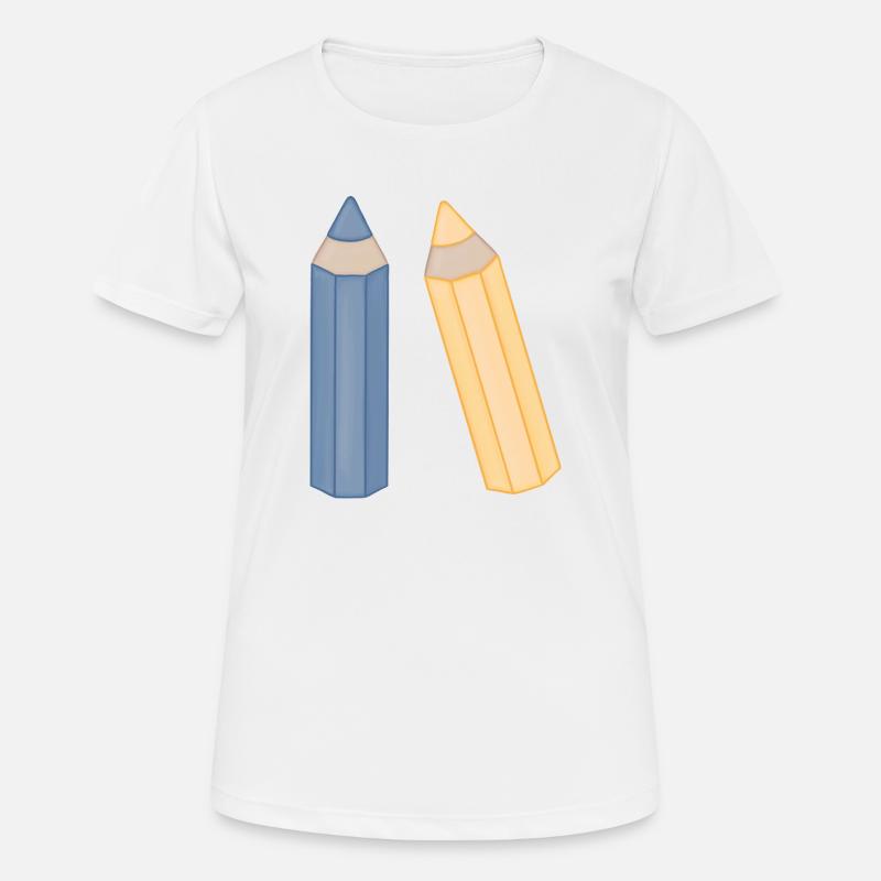 Pencil Duo Illustration Colored Pencils - Women's Breathable T-Shirt - white