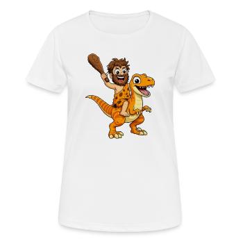 Aventure de l’homme des cavernes avec Dino - T-shirt respirant Femme - blanc - Devant - AI Model Female 172 dark (172cm)