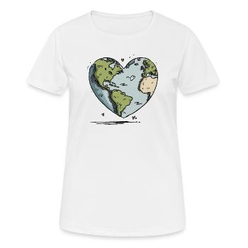 Herz der Erde Globus - Frauen T-Shirt atmungsaktiv - Weiß - Vorne - AI Model Female 172 dark (172cm)