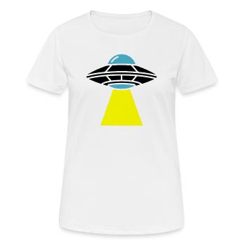 UFO Alien Raumschiff Licht - Frauen T-Shirt atmungsaktiv - Weiß - Vorne - AI Model Female 172 dark (172cm)