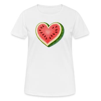Illustration juteuse de pastèque en forme de cœur - T-shirt respirant Femme - blanc - Devant - AI Model Female 172 dark (172cm)