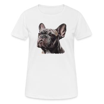 Portrait réaliste du bouledogue français - T-shirt respirant Femme - blanc - Devant - AI Model Female 172 dark (172cm)