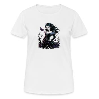 Dunkle Blüten Gothic Dame - Frauen T-Shirt atmungsaktiv - Weiß - Vorne - AI Model Female 172 dark (172cm)