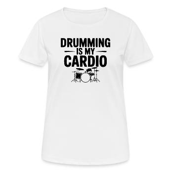 Trommeln ist mein Cardio - Frauen T-Shirt atmungsaktiv - Weiß - Vorne - AI Model Female 172 dark (172cm)