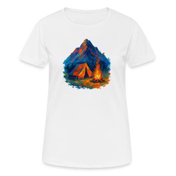 Bergzelt im Flammenmeer - Frauen T-Shirt atmungsaktiv - Weiß - Vorne - AI Model Female 172 dark (172cm)