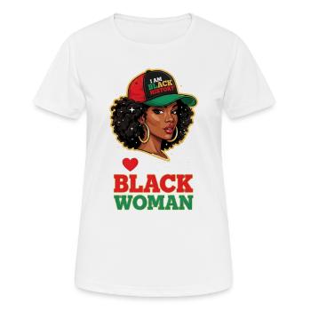 Histoire de I Am Black : Fierté de la femme noire - T-shirt respirant Femme - blanc - Devant - AI Model Female 172 dark (172cm)