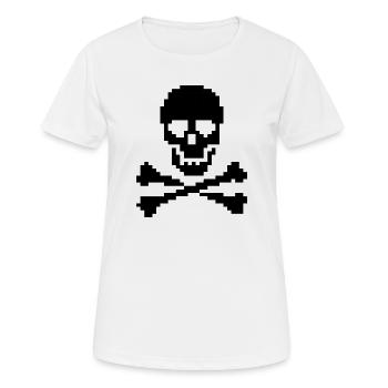 Pixel Skull Crossbones T-Shirt - Women's Breathable T-Shirt - white - Front - AI Model Female 172 dark (172cm)