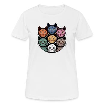 Multi-coloured cat round colourful cats - Women's Breathable T-Shirt - white - Front - AI Model Female 172 dark (172cm)