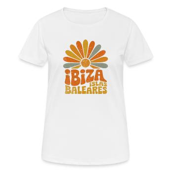 Ibiza Insel Balearen Sonnenlogo - Frauen T-Shirt atmungsaktiv - Weiß - Vorne - AI Model Female 172 dark (172cm)