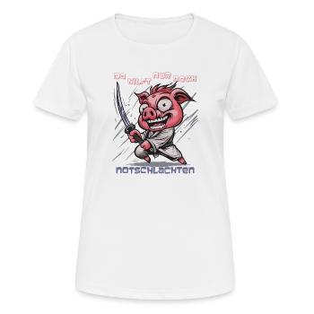 Schwein Krieger mit Katana - Frauen T-Shirt atmungsaktiv - Weiß - Vorne - AI Model Female 172 dark (172cm)