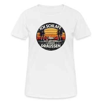 Ich schlafe lieber draußen - Frauen T-Shirt atmungsaktiv - Weiß - Vorne - AI Model Female 172 dark (172cm)