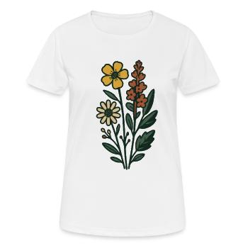 Blumenstrauß Botanischer Druck - Frauen T-Shirt atmungsaktiv - Weiß - Vorne - AI Model Female 172 dark (172cm)