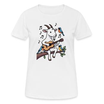 Chèvre guitariste entourée d'oiseaux - T-shirt respirant Femme - blanc - Devant - AI Model Female 172 dark (172cm)