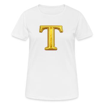 Goldenes T Motiv mit Glanz - Frauen T-Shirt atmungsaktiv - Weiß - Vorne - AI Model Female 172 dark (172cm)